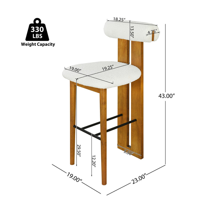 Sophia Indoor Modern Rubberwood Bar Stool Set of 4 with Supportive Backrest,White&Walnut