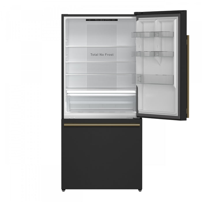 Forno Milano Espresso 31 Inch Bottom Freezer, Black, 17.2 cu.ft. - FFFFD1785-31BLK