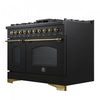 Forno Antico 48" Dual Fuel Gas Range, Black, 5.5 cu.ft. Double Ovens - FFSGS6113-48BLK | Cuisiniere a double combustible Antico de 48 pouces , noire, 5,5 pi³ four double - FFSGS6113-48BLK