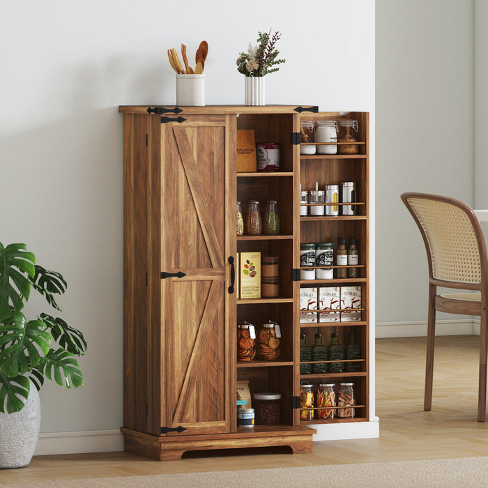 HOMCOM Kitchen Pantry Cabinet with Adjustable Shelves Storage Cabinet Brown