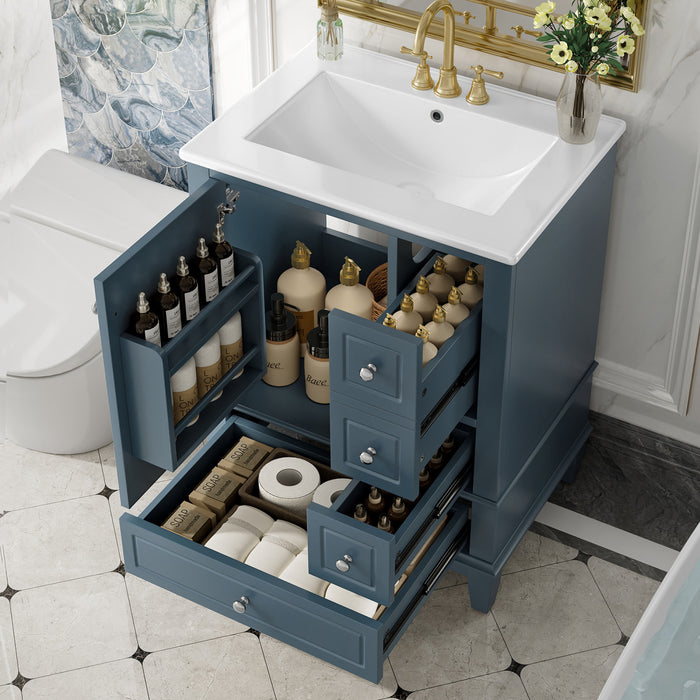 Sophia 24\" Bathroom Vanity with Ceramic Sink, Gray Blue