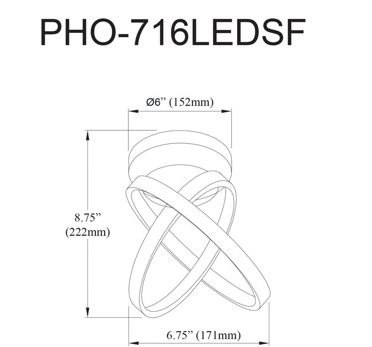 Dainolite Philo LED Semiflush Mount 20w Aged Brass White Silicone Diffuser Lamp