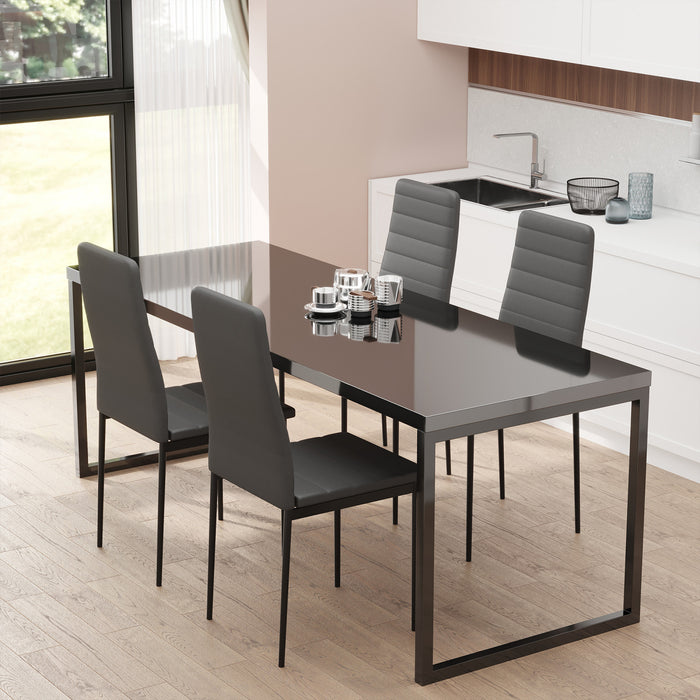 HOMCOM Dining Chairs Set of 4, Linen Fabric Upholstered Accent Chairs Black