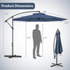 Costway 10 FT Patio Offset Umbrella w/8 Ribs Cross Base Tilt Navy Blue