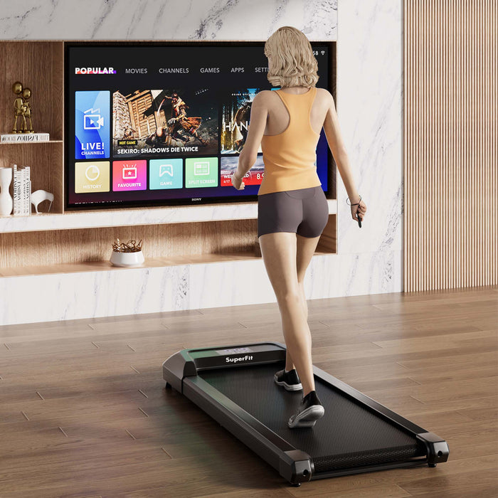 Superfit 0.6-3.8mph Walking Pad Under Desk Treadmill With Remote Control And Led Display Black