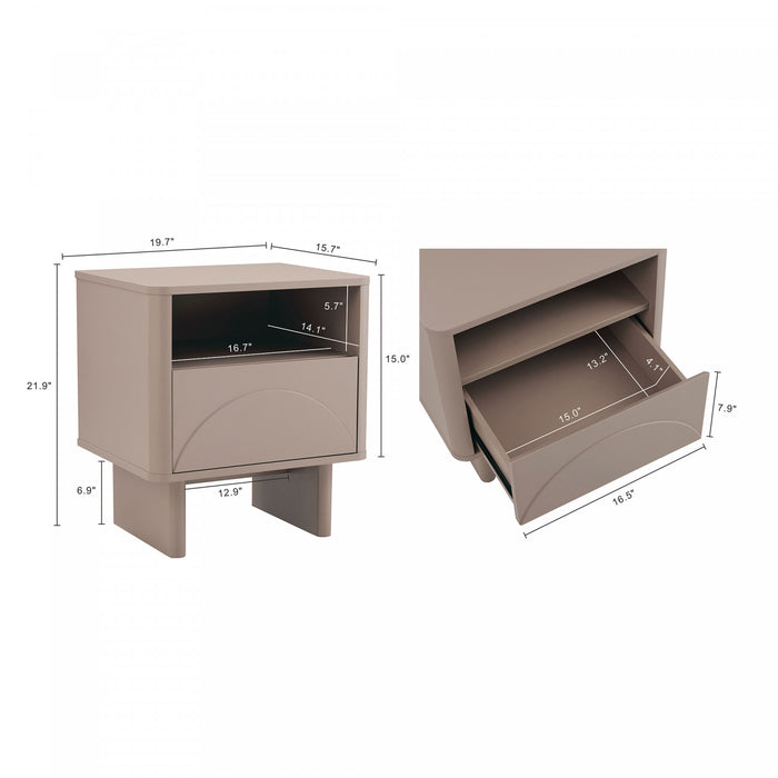 Ella Modern 20\" Nightstand in Mocha (1-Drawer)