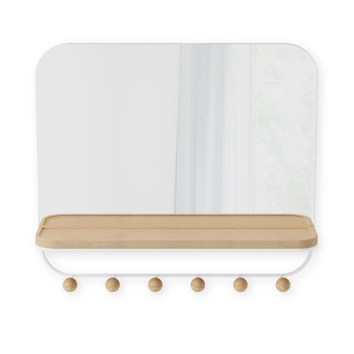 Umbra Estique Mirror with Hooks - White