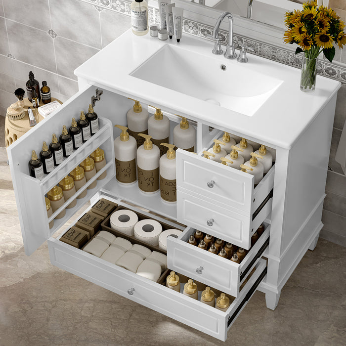 Fanny 36\" Bathroom Vanity with Ceramic Sink and Soft-Close Hinges, White