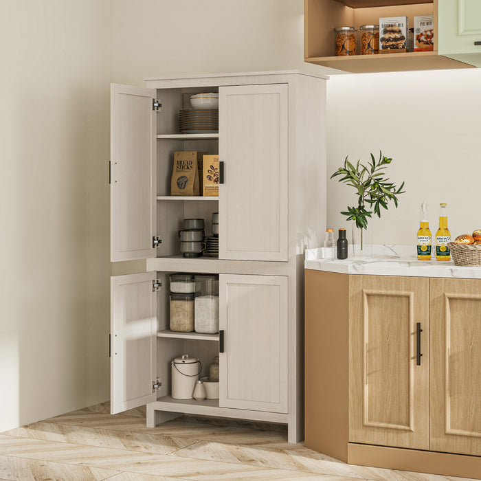 HOMCOM 64\" Kitchen Pantry Storage Cabinet with Adjustable Shelves, White
