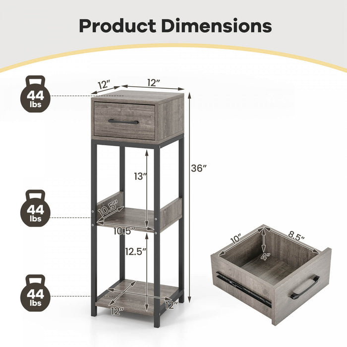 Costway 2 Pack 3 Tier Indoor Tall Plant Stand With Drawer Anti-tipping Devices Display Shelf