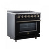 Forno Massimo 36 Inch Freestanding Electric Range, 5 radiant burners, 5.36 cu.ft., Black- FFSEL6020-36BLK | Cuisiniere electrique Massimo de 36 po, 5 foyers radiants, 5,36 pi³, noir – FFSEL6020-36BLK