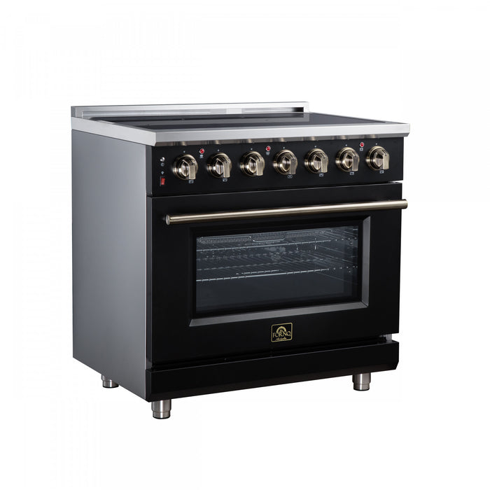 Forno Massimo 36 Inch Freestanding Electric Range, 5 radiant burners, 5.36 cu.ft., Black- FFSEL6020-36BLK