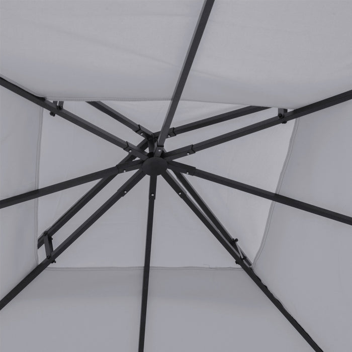 Outsunny 9.8' X 9.8' Square 2-tier Gazebo Canopy Replacement Top Cover Outdoor Garden Sun Shade, Light Grey