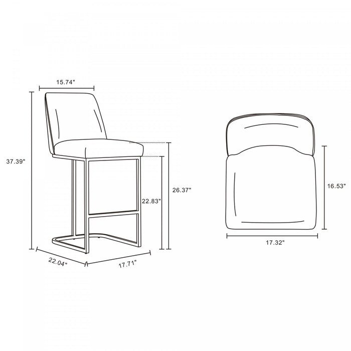Serena Modern Metal Upholstered Counter Stool in Taupe - Set of 3 Bar Stool