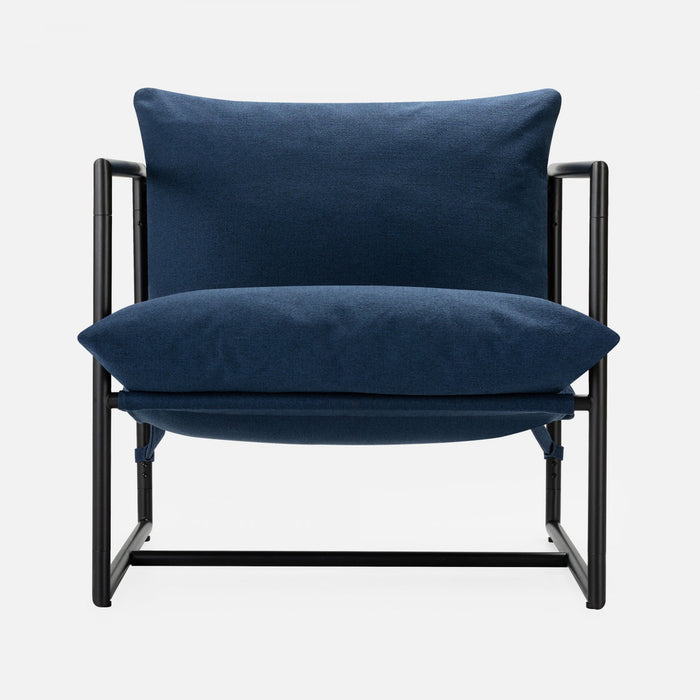 Aidan Metal Frame Sling Accent Chair with Cushions - Navy