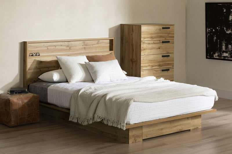 Cavalleri Platform Bed And Headboard Set Nordik Oak - South Shore