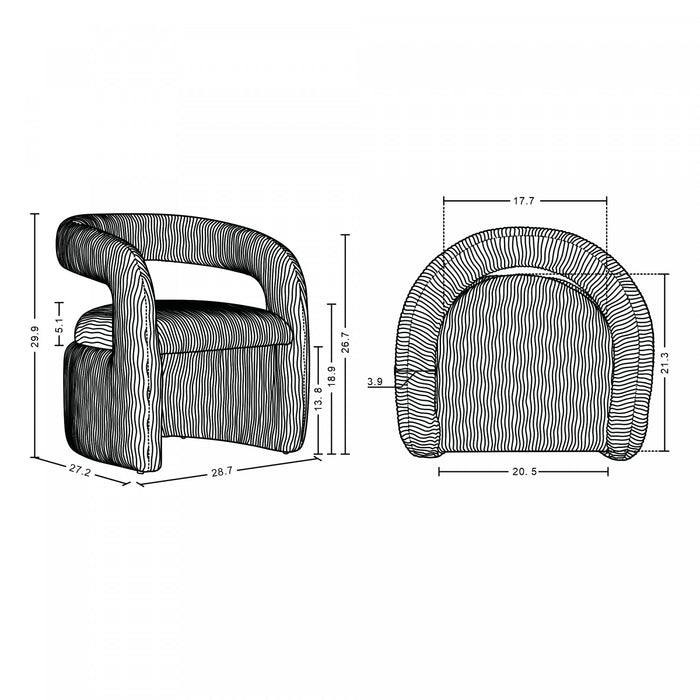 Corvette Mid-Century Modern Velvet Lounge Chair in Dove