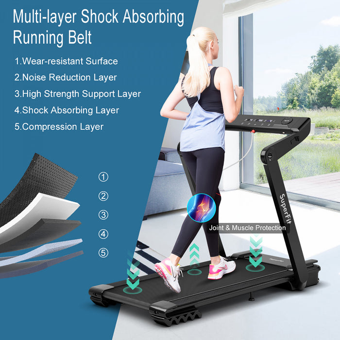 Superfit 4.0hp Foldable Electric Treadmill Jogging Machine W/bluetooth Black
