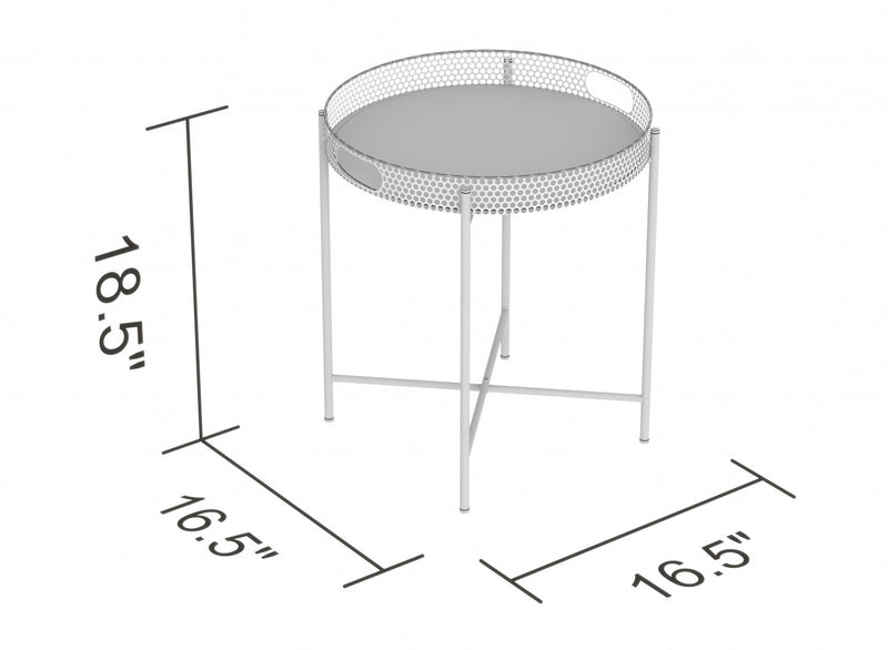 End Table With Mirror - Gold Round Shape Top 