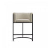 Cosmopolitan Mid-Century Modern Metal Upholstered Counter Stool in Stone Gray | Tabouret de comptoir moderne du milieu du siecle Cosmopolitan en metal et tissu, gris pierre