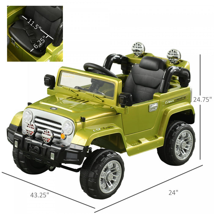 Aosom 12v Kids Electric Ride On Toy Truck Car With Remote Control 2 Speeds Lights Mp3 Lcd Indicator (green)