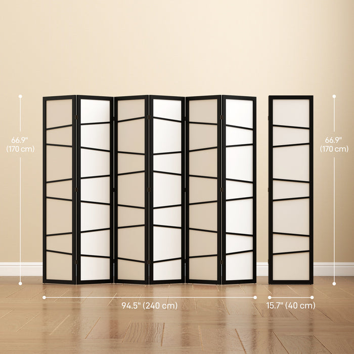 HOMCOM Folding Room Divider, 6 Panel Privacy Screen for Home Office, White