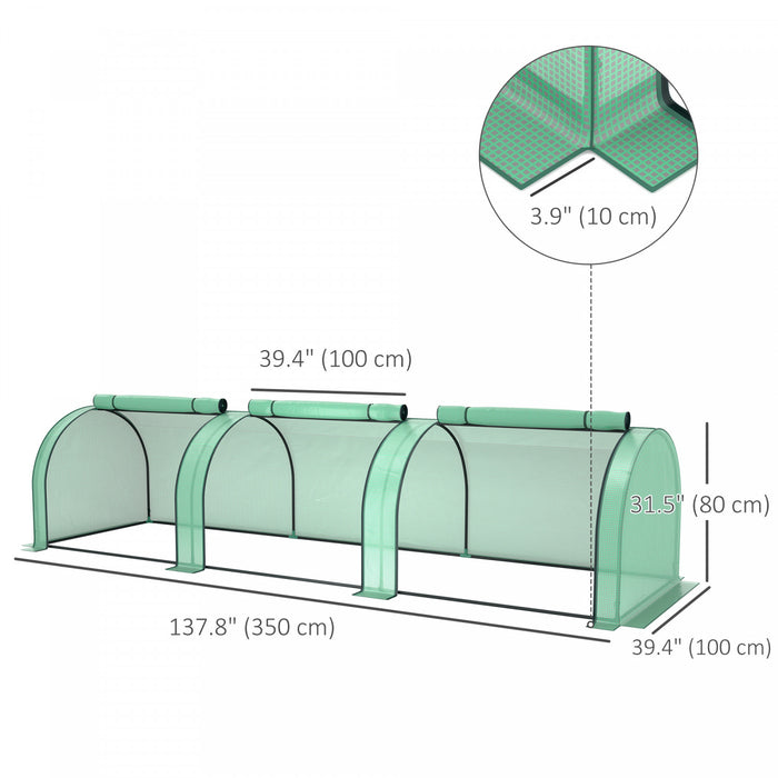 Outsunny Mini Tunnel Greenhouse With Pe Cover Garden Green Grow Shed, Green