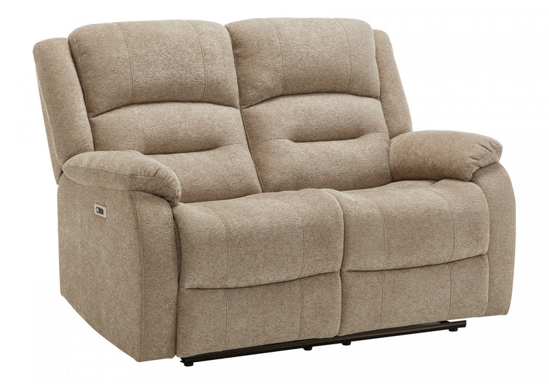 Small 2-Seater Power Reclining Love Seat, 50\" Wide, Usb Port Included, Beige Fabric Recliner