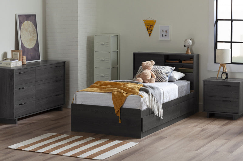 Fynn 2-Drawer Nightstand - End Table with Storage Gray Oak - South Shore