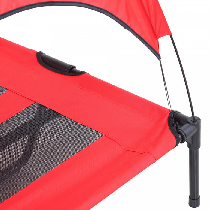 Pawhut Elevated Cooling Pet Bed Portable Raised Dog Cot With Canopy For Xl Sized Dogs, Indoor & Outdoor, 48\"x 36\"x 43\", Red