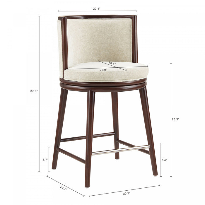Evalyn Modern Wood Upholstered Counter Stool in Cream - Set of 3