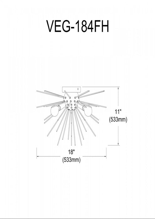 Dainolite Vega 4 Light Flush Mount Silver/Polished Chrome Finish Lamp