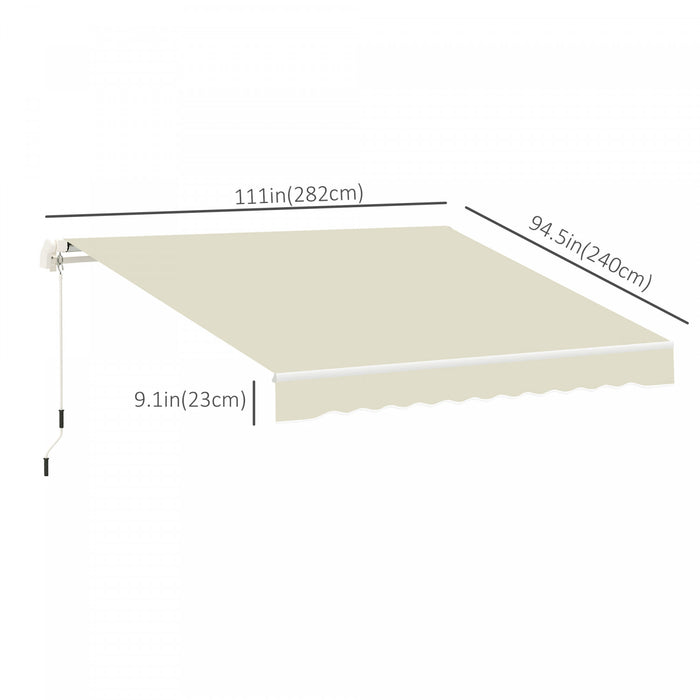Outsunny 10' X 8' Retractable Awning Fabric Replacement Outdoor Sunshade Canopy Awning Cover, Uv Protection, Cream White