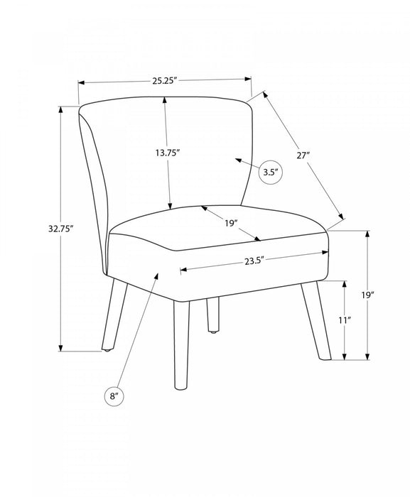 Monarch Specialties - Accent Chair, 33\" H, Upholstered, Living Room, Bedroom, Grey Fabric, Walnut Wood Legs