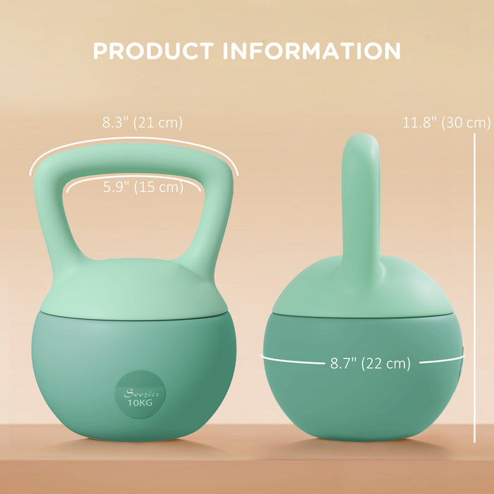 Soozier 22 lb Soft Kettlebell, Sand Filled Weight with Grip Handle, Solid Kettlebell Weight for Full Body Workout and Strength Training, Home Gym Equipment, Green