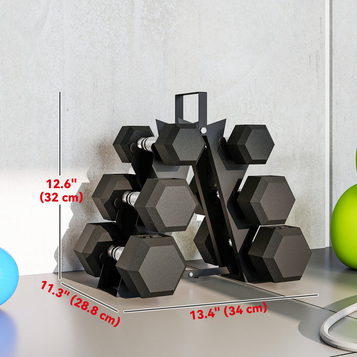 Soozier 60 LBS Dumbbell Set with Rack, Rubber Coated Hex Hand Weights