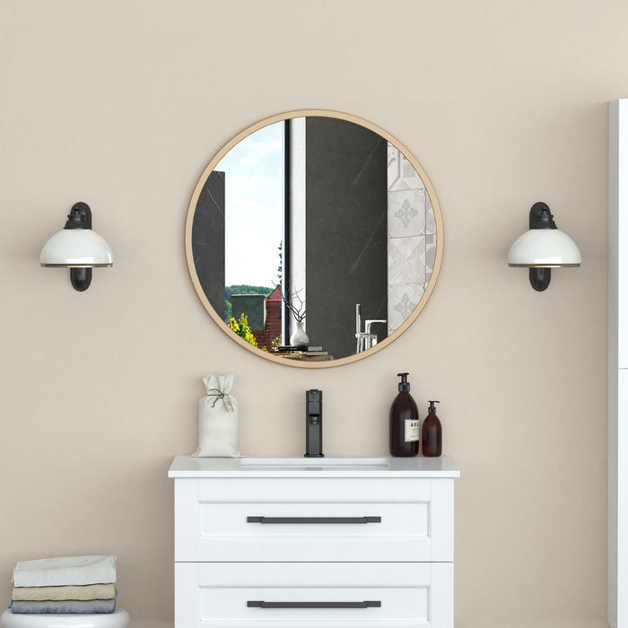 Joinery 28 Inch Framed Round Mirror In Gold