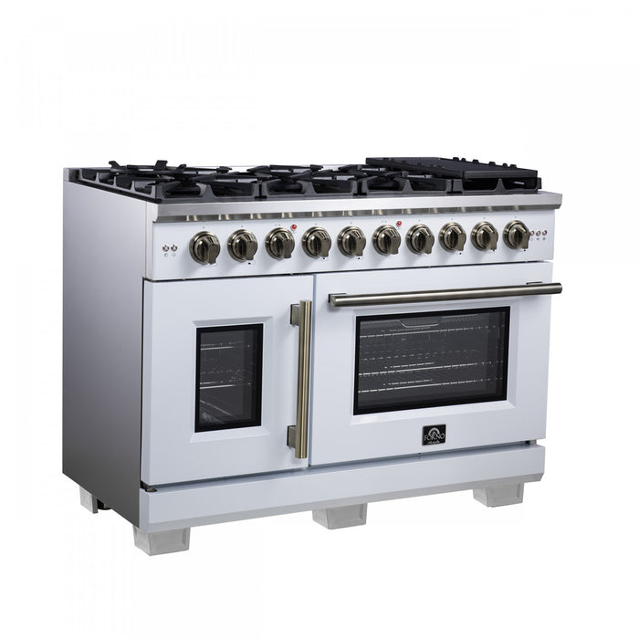 Forno Capriasca 48\" White Gas Range 6.58 cu.ft -FFSGS6460-48WHT