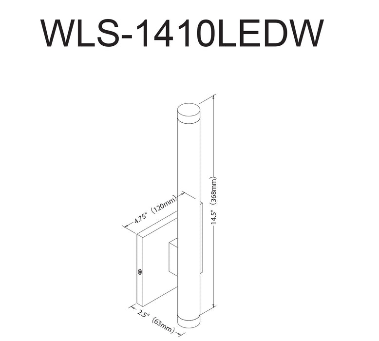 Dainolite Wilson Wall Sconce 10w LED Polished Chrome Frosted Acrylic Diffuser Lamp