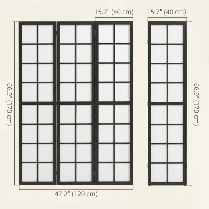 HOMCOM 3 Panel Room Divider, 5.6 ft Folding Privacy Screen, Black