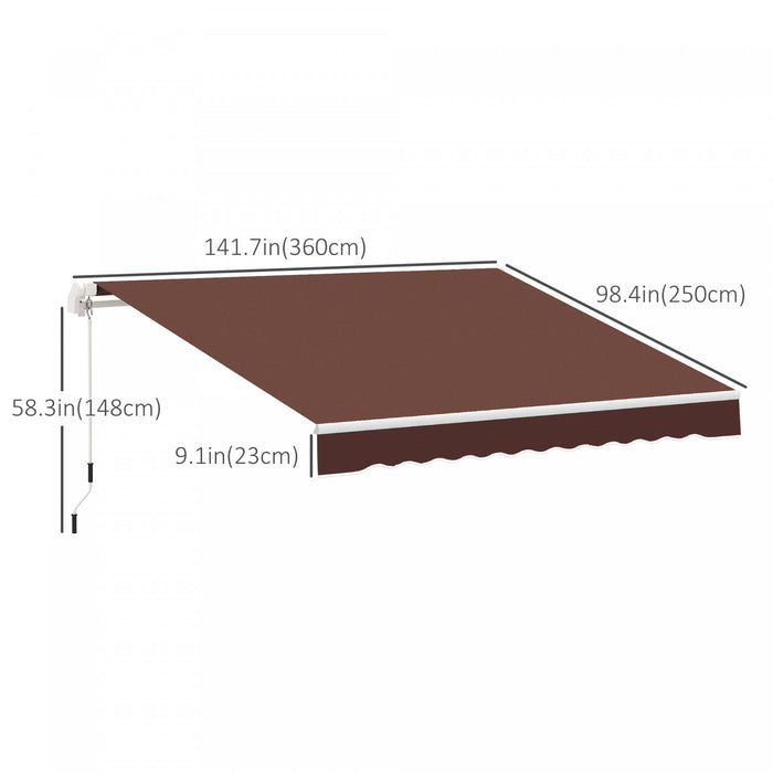 Outsunny 12' X 8' Retractable Awning Patio Awnings Sunshade Shelter Coffee