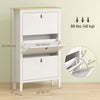 HOMCOM Shoe Cabinet with 3 Flip Drawers, Narrow Shoe Storage Cabinet, White