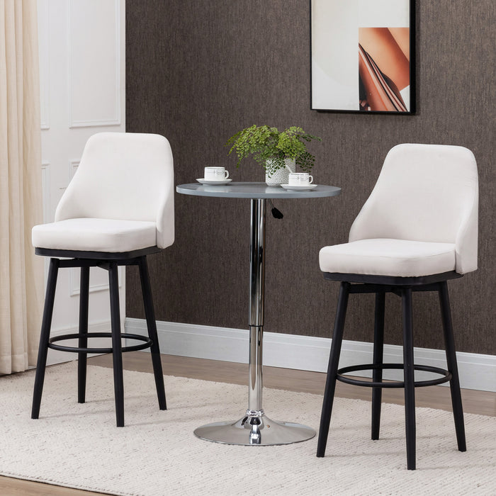 HOMCOM Bar Height Bar Stools Set of 2 360° Swivel Barstools with Steel Legs