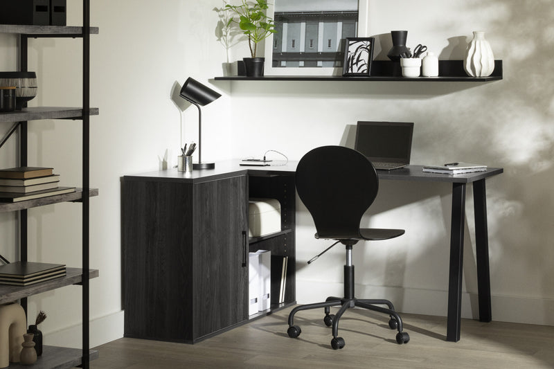 Zolten L-Shaped Desk with Power Bar - Grey Oak
