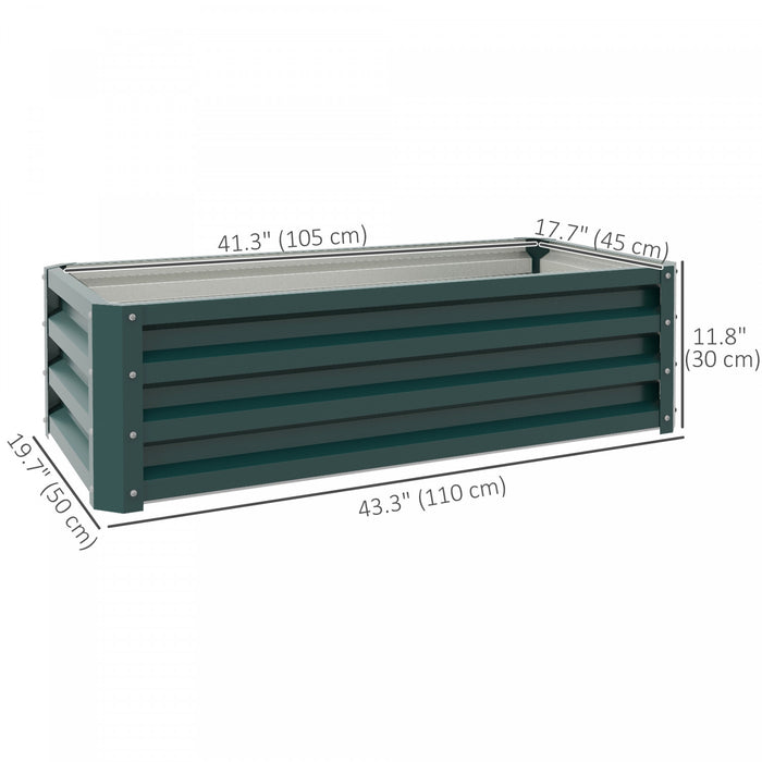 Outsunny Set Of 2 Raised Garden Bed, Steel Planters For Outdoor Plants, Elevated Planter Box, Easy-to-assemble, For Growing Flowers, Herbs And Vegetables, Green