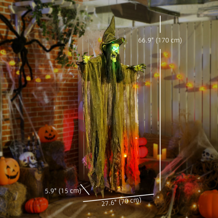 Outsunny Animated Halloween Decoration, Animatronics Witch, Green