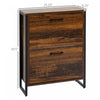 HOMCOM Rustic 2 Flip Door Shoe Cabinet with Divider and Open Shelf