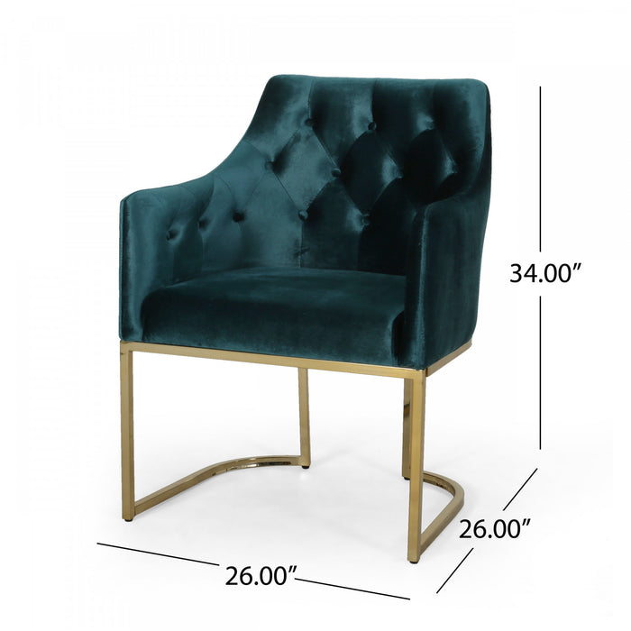 Jasmine Ergonomic Velvet Upholstery Club Chair, Teal