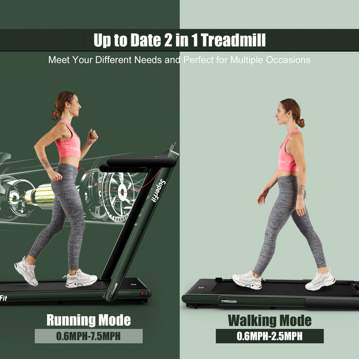 Superfit 2.25hp 2 In 1 Folding Treadmill W/ Speaker Remote Control App Green