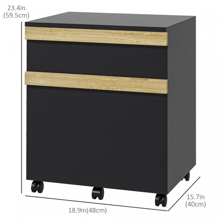 Vinsetto File Cabinet, Printer Stand With 2 Drawers And 5 Wheels
